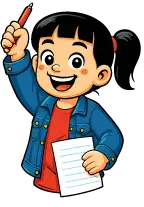 Menina feliz estudando o método bilíngue Inglês-Português.