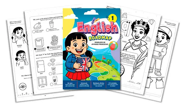 English Roadmap 1. Vocabulário Básico e Temático, A-Z, Números, Cores, Saudações, Emoções. Atividades Bilíngues para Crianças.